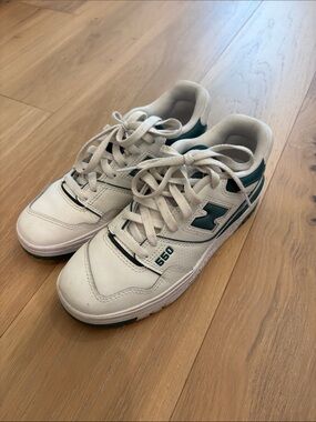 New Balance Women’s White and Green Athletic Sneakers - 550 Style